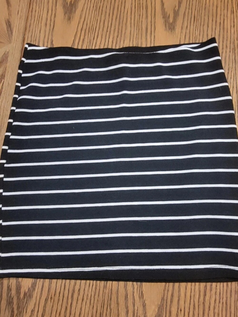 Ardene Black and White Striped Mini Skirt (L) (1022)